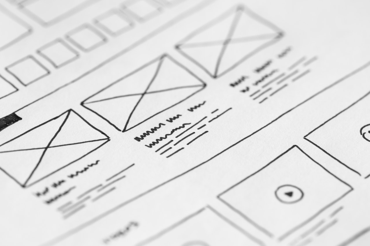 Wireframe de criação de um app.