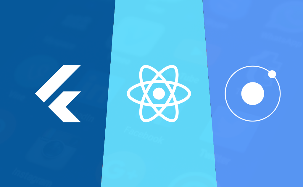 Logo do flutter, react-native e ionic